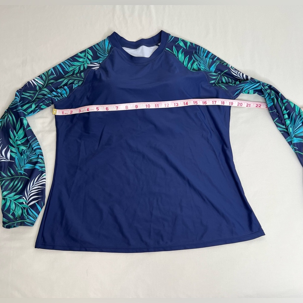 Daci Classic Fashion Two Piece Long Sleeve Swim Top Size XL Built In Bra - Picture 6 of 12